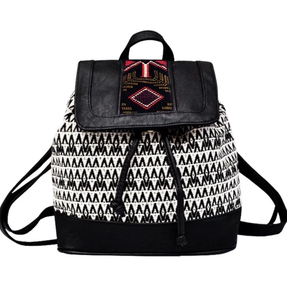 🆕 Women’s Mini Backpack Purse Natural Arrowhead Aztec Print Pattern Bag